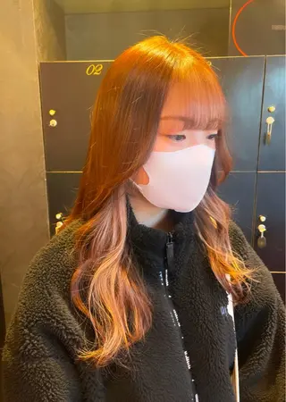 セミロング カラー 💞暖色カラー 💞risaのヘアスタイル
