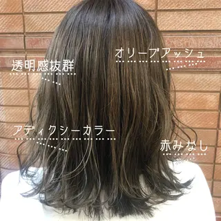 ミディアム カラー パーマ RUKA 美容院×ネイリストのヘアスタイル