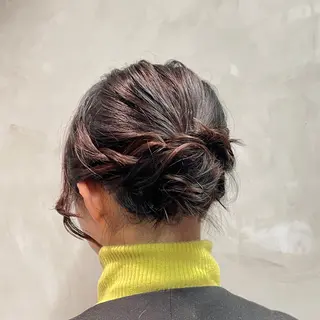 ミディアム ヘアアレンジ レイヤー/透けカラー アレンジ/篠崎渚彩のヘアスタイル