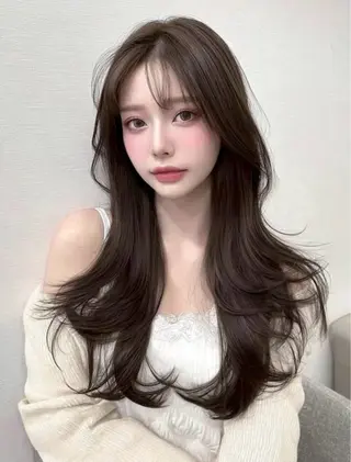 ロング カラー 盛れる韓国ヘア🩰/ ワンホンヘア/華のヘアスタイル