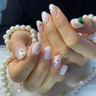 ミディアム ネイル フィルイン・深爪矯正 長さ出し🎀のネイルデザイン