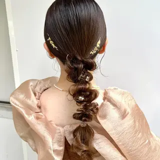 ロング ヘアアレンジ 卒業式お呼ばれ🕊️ ヘアセット✴︎ミキのヘアスタイル