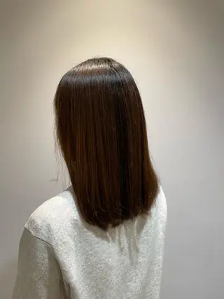 ミディアム 縮毛矯正×髪質改善× 艶髪カラー 小笠原躍のヘアスタイル
