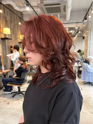 セミロング カラー パーマ haruka ♡レイヤー/透明感のヘアスタイル