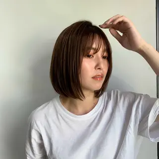 ミディアム カラー ボブ/ミルクティー /博多/DAI/店長のヘアスタイル
