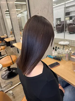 ミディアム 縮毛矯正×髪質改善× 艶髪カラー 吉原和磨のヘアスタイル