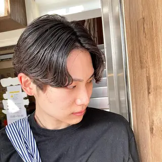 ショート パーマ メンズ 【ブリーチ無しW】 【暗髪&暖色系】圭真のヘアスタイル