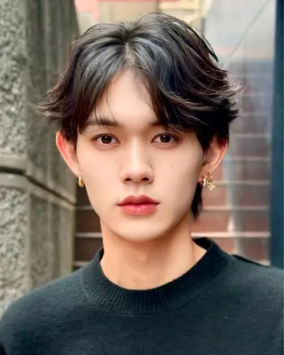 メンズ 曲がる縮毛矯正 センターパート/翼のヘアスタイル