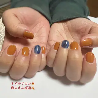 ネイル ショートネイル 森のさんぽ道のネイルデザイン