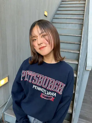 ミディアム 似合わせレイヤー 海外風レイヤーmioのヘアスタイル