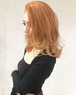セミロング カラー ヘアアレンジ 韓国風×透明感カラー 髪質改善オタベシンヤのヘアスタイル