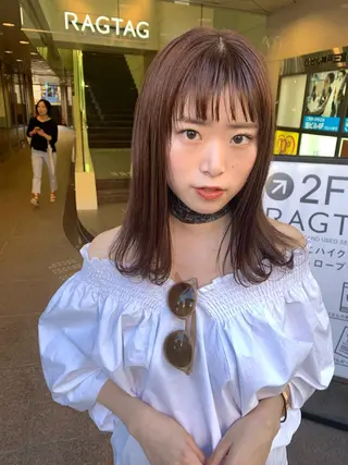 ミディアム カラー 畑中康志 美髪矯正/ハイトーンのヘアスタイル