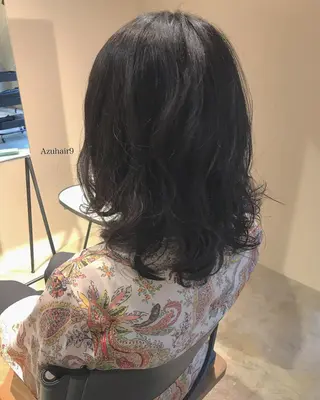ミディアム パーマ RHAIRSALON 西山梓のヘアスタイル