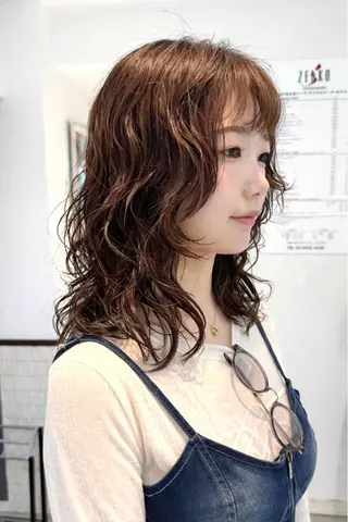 ミディアム パーマ デジタルパーマ 🌀ボブ　萩原　龍のヘアスタイル