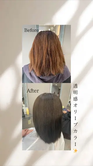 ミディアム レイヤー/透けカラー ✨KANAのヘアスタイル