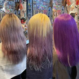 ミディアム カラー ヘアアレンジ 🌈派手髪エクステ ブレイズ🌈ひろとのヘアスタイル