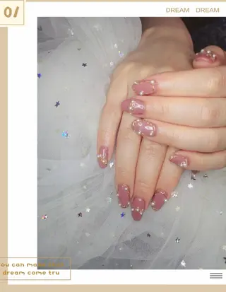 ミディアム ネイル フィルイン・深爪矯正 長さ出し🎀のネイルデザイン