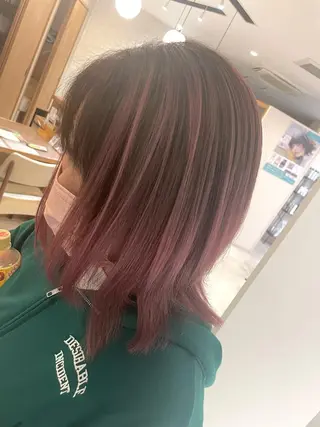 カラー レイヤー/くびれ/ 縮毛/チェレ金剛のヘアスタイル