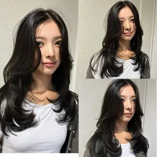 セミロング カラー 韓国風×透明感カラー 髪質改善オタベシンヤのヘアスタイル