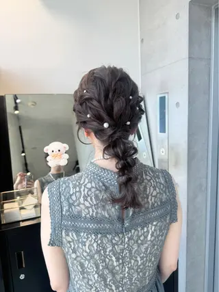 ミディアム カラー パーマ ヘアアレンジ 透明感/オリーブ/ グレージュ/YUKAのヘアスタイル