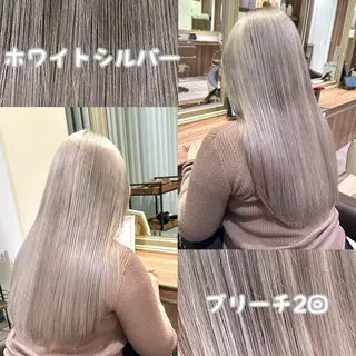 ロング カラー 雅/ダブルカラー/ 白髪ぼかしハイライトのヘアスタイル
