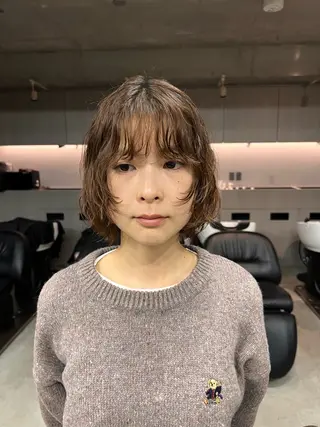 ミディアム パーマ ショートボブ/似合 わせショート/表参道のヘアスタイル