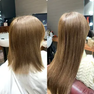 ロング 奥本 侑 髪質改善、ツヤ髪のヘアスタイル