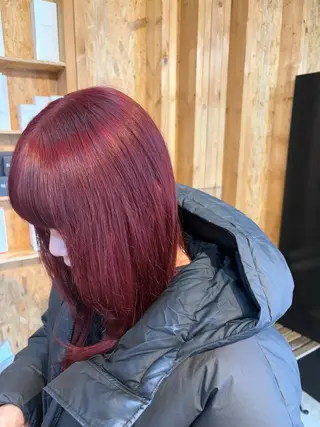 カラー まろみ暖色×ボブ ×chia🕯のヘアスタイル