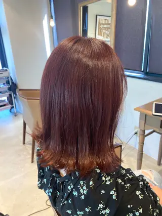 ミディアム 酸性ストレート/ブリ ーチなしWカラー河本のヘアスタイル