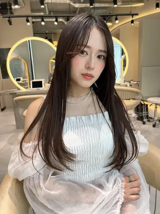 ロング パーマ 福岡縮毛矯正✨️ ストレート 向井和輝のヘアスタイル