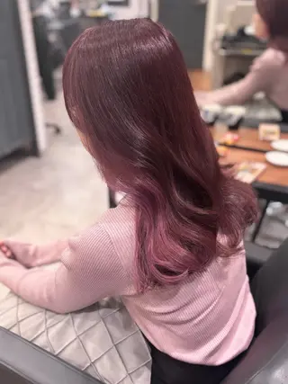 セミロング カラー 詩乃🎀ピンク 暖色系🫧レイヤーのヘアスタイル
