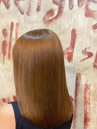 セミロング カラー パーマ AUBE hair garden渋谷所属・✨ハイトーンカラー 🌈モテ髪のヘアスタイル