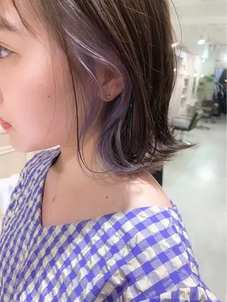 ミディアム カラー TATSUブリーチ/ ミルクティーベージュのヘアスタイル