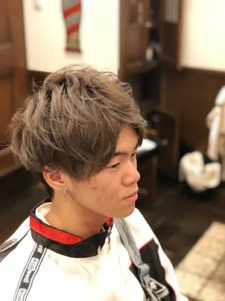 ショート パーマ メンズカットフェード パーマ/前山竜貴のヘアスタイル