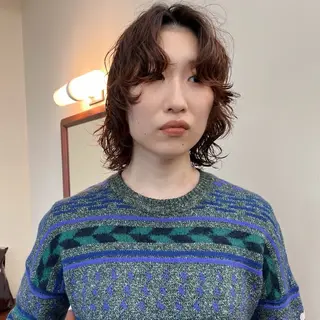 ミディアム パーマ ボブパーマ/パーマ ウルフパーマのヘアスタイル