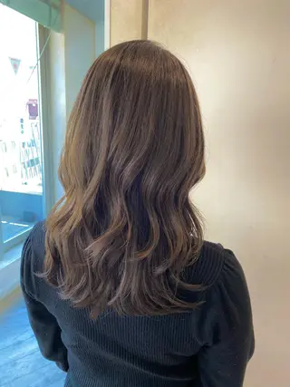 セミロング カラー 顔まわりカット🌟 くびれヘア/寺門遥輝のヘアスタイル