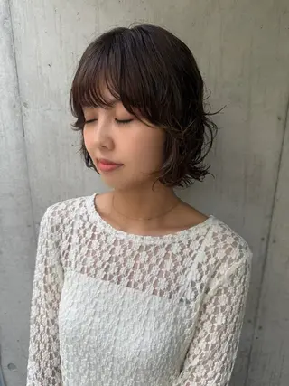 ミディアム パーマ 似合わせレイヤー/ パーマヘア/高倉のヘアスタイル