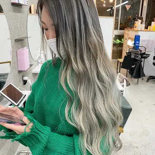 ロング カラー Lull1人美容室 バレイヤージュのヘアスタイル