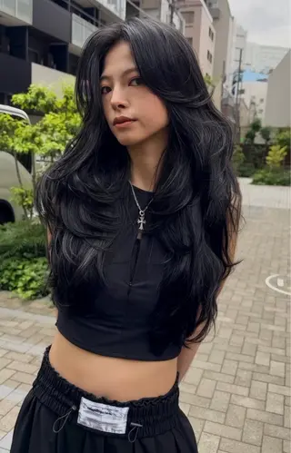 ロング 海外ヘア/美髪矯正 海外レイヤー/ヒラキのヘアスタイル