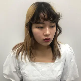 ミディアム カラー ヘアアレンジ 韓国ヘア┊︎レイヤー ┊︎haruka🌙のヘアスタイル