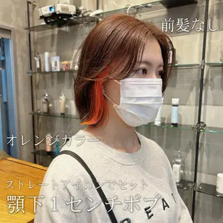 ミディアム カラー 縮毛矯正・似合わせ タナカ レイヤのヘアスタイル