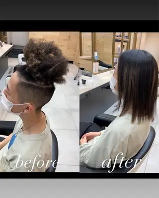 ミディアム メンズ 葛西 縮毛矯正のプロ ブリーチ矯正 青木俊のヘアスタイル