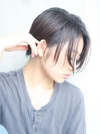 ショート カラー ヘアアレンジ 顔周りカット・相談 レイヤーも◎しずくのヘアスタイル