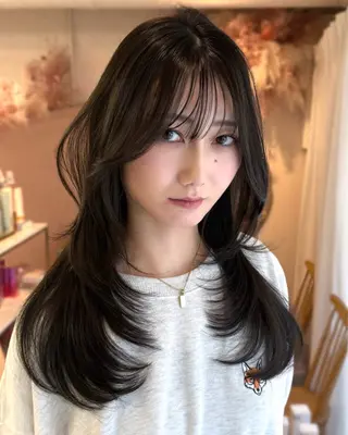 ロング 本格韓国ヘア🇰🇷 【uni】キューさんのヘアスタイル