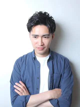 ショート カラー パーマ メンズ 練習用モデル 募集TAICHIのヘアスタイル