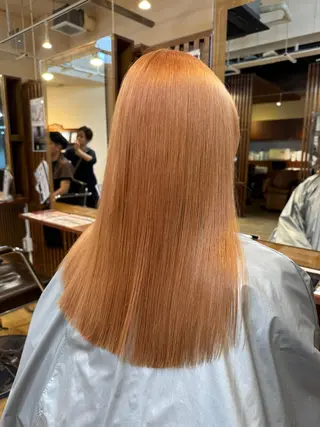 セミロング カラー ルーツ/ デザイン/ ハイトーン/おこのぎのヘアスタイル