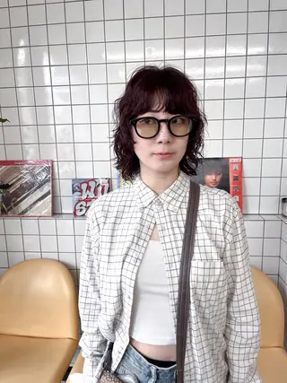 ミディアム カラー パーマ ボブパーマ/パーマ ウルフパーマのヘアスタイル