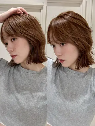 ミディアム カラー ‎♡アヤメ/レイヤー ボブ♡渋谷のヘアスタイル