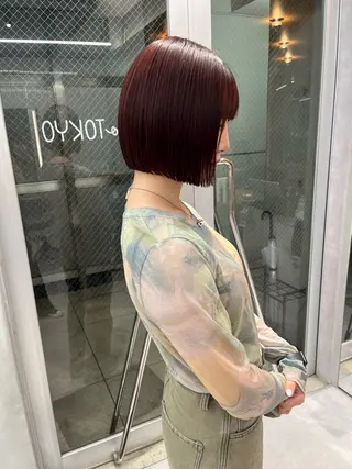 ミディアム カラー ボブ&顔まわりレ イヤー♡TOMOE♡のヘアスタイル