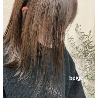 セミロング カラー レイヤー べージュ 白石研太のヘアスタイル